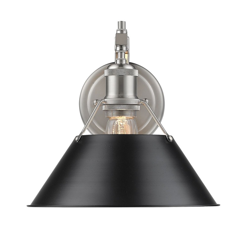 Golden Lighting-3306-1W PW-BLK-Orwell - 1 Light Wall Sconce in Durable style - 9.63 Inches high by 10 Inches wide Pewter Matte Black Aged Brass Finish